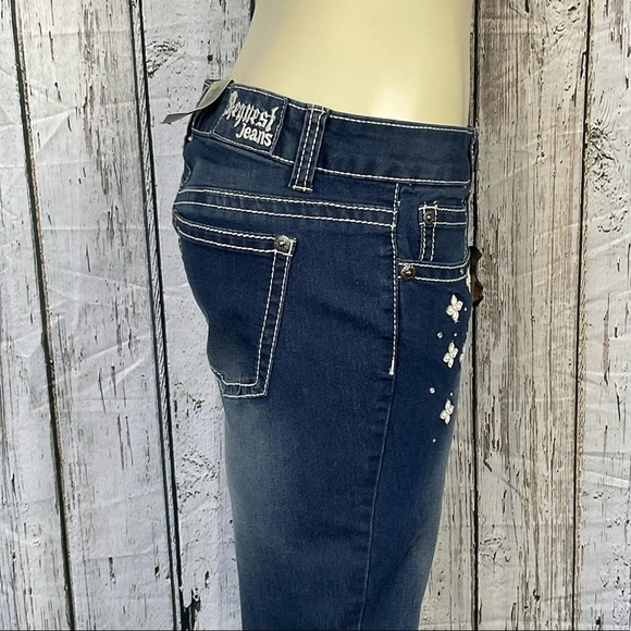 🎀HP🎀 Request Jeans Skinny Distressed Faded Jeans White Flowers & Stitching 9 - Picture 8 of 10